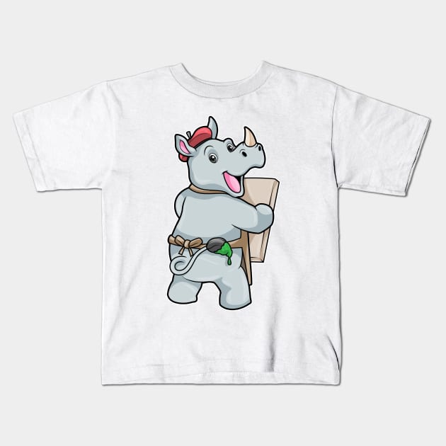 Rhino at Painting with Colours Kids T-Shirt by Markus Schnabel